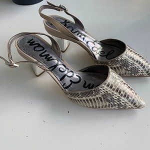 Leather Snake Print Sam Edelman "Carol" Sling-Backs size 8.5